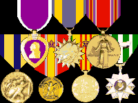 Purple Heart, Air Medal, WW2 Victory, Navy Expeditionary Medal, National Defense (2), Vietnam Service, Vietnam Campaign