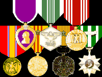 Purple Heart, Army Commendation, Good Conduct, National Defense, Vietnam Service, RVN Gallantry Cross with Silver Star, RVN Campaign