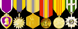Purple Heart, Air Medal, USAF Commendation Medal, National Defense, Vietnam Service, and Vietnam Campaign medals