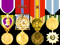 Purple Heart, USMC Good Conduct, National Defense, Korean Service, Vietnam Service, UN Korean Service, RoK Service, RVN Campaign medals