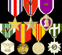 Silver Star, Bronze Star (2 awards), Purple Heart (2 awards), Army Commendation Medal (2 awards), National Defense, Vietnam Service, Vietnam Campaign