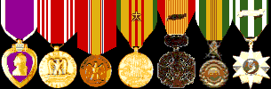 Purple Heart, Army Good Conduct Medal, National Defense, Vietnam Campaign, RVN Cross of Gallantry, RVN Military Merit Medal, RVN Vietnam Service