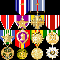 Silver Star (2), DFC (2), Bronze Star, Purple Heart, Air Medal (6), Good Conduct, Joint Service Commendation Medal, National Defense, Vietnam Service, Vietnam Campaign