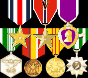 Silver Star, Bronze Star, Purple Heart, Army Commendation, National Defense, Vietnam Campaign, Vietnam Service