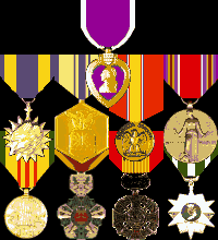 Purple Heart, Air Medal, USAF Comm, National Defense, WW-2 Victory, Vietnam Service, RVN National Order, RVN Gallantry Cross, RVN Campaign medals
