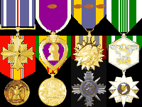 DFC, Purple Heart (2), Air Medal (15), Army Commendation, National Defense, Vietnam Service, RVN Honor Medal (2d Class), RVN Campaign Medal