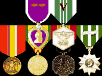 Purple Heart (4 awards), Army Commendation, National Defense, Vietnam Service, RVN Cross of Gallantry and Campaign medals